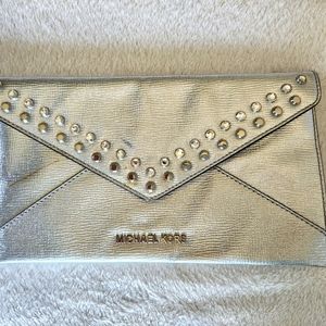 Michael Kors Silver Jeweled Jet Set Clutch